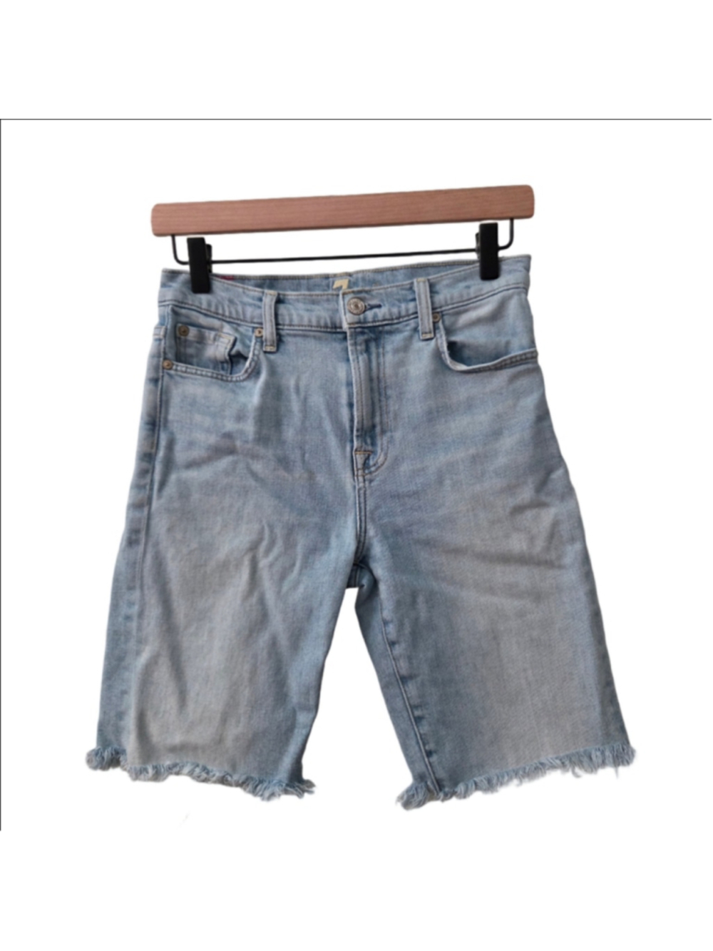 7 For All Mankind High Rise Denim Cut Off Shorts Size 27 Blue